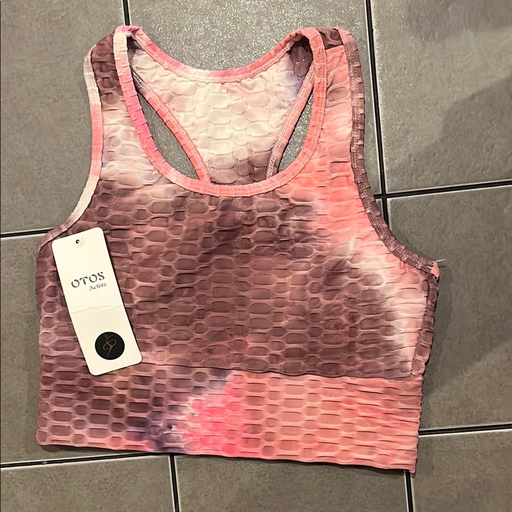 NWT Women's Pink and Purple Textured Sports Bra Size L